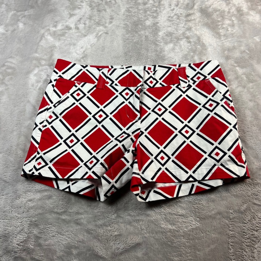 Loudmouth Golf Women's Size 8 Shorts Red White Black Geometric Diamond Print